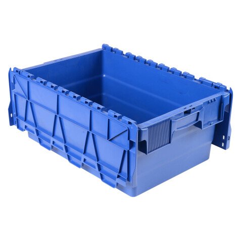 Caja de almacenamiento transporte con tapa de plástico azul - 44 litros