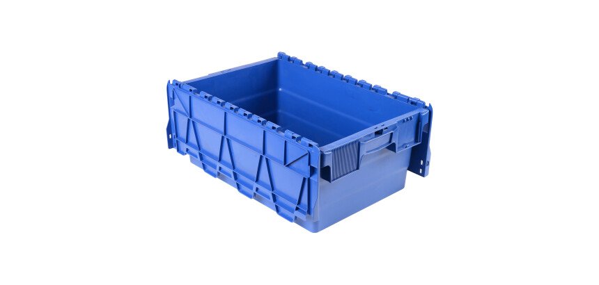 Bac de stockage navette avec couvercle en plastique bleu - 44 litres