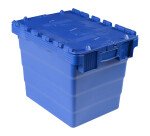 Bac de stockage navette avec couvercle en plastique bleu - 27 litres