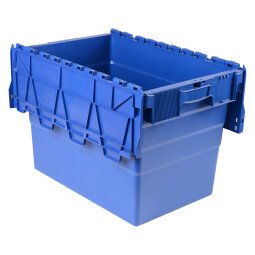 Bac de stockage navette avec couvercle en plastique bleu - 78 litres