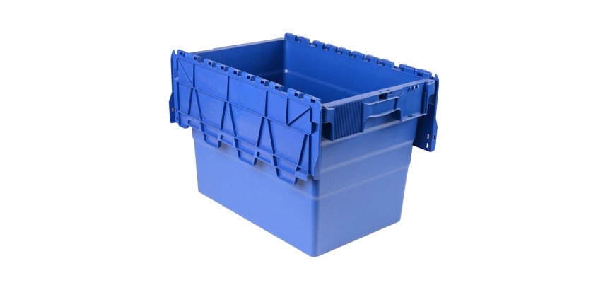 Bac de stockage navette avec couvercle en plastique bleu - 78 litres