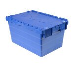 Bac de stockage navette avec couvercle en plastique bleu - 54 litres