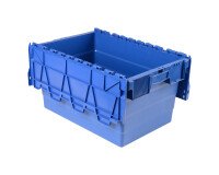 Caja de almacenamiento transporte con tapa de plástico azul - 54 litros