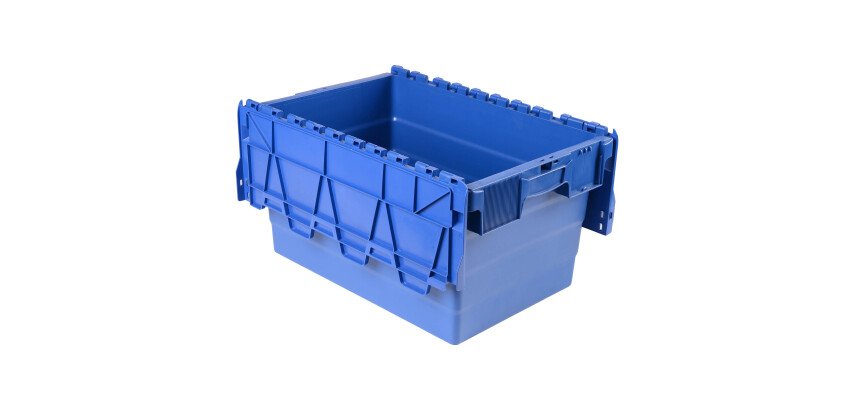 Caja de almacenamiento transporte con tapa de plástico azul - 54 litros