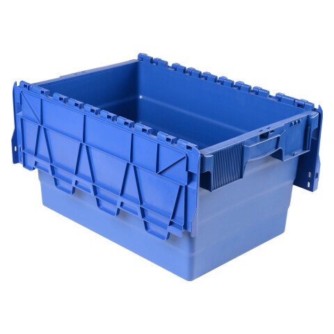 Caja de almacenamiento transporte con tapa de plástico azul - 54 litros