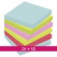 Pack de 24 notes couleurs Miami Super Sticky Post it 76 x 76 mm + 12 OFFERTES