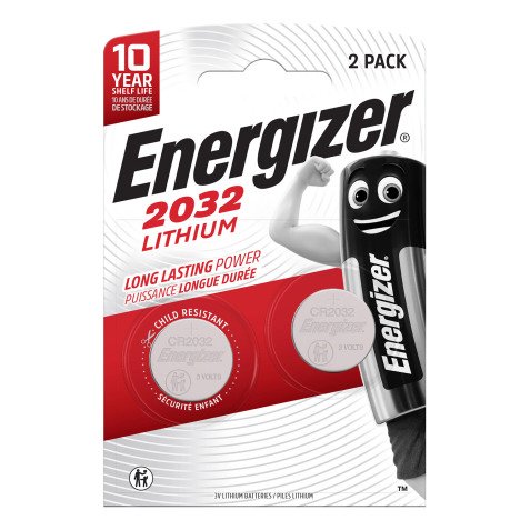 Pile bouton 2032 lithium Energizer - Blister de 2 piles CR2032