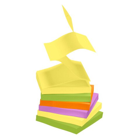 Repositionable notes Zig-Zag assortment of colors Spring Bruneau 75 x 75 mm - 1 block of 100 sheets