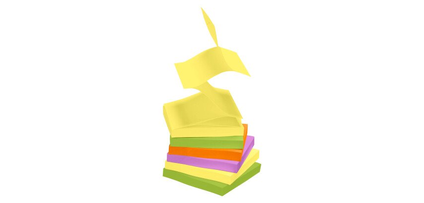 Repositionable notes Zig-Zag assortment of colors Spring Bruneau 75 x 75 mm - 1 block of 100 sheets