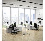 Pôle 2 Bureaux Optyma avec retour sur console centrale et 2 caissons intégrés