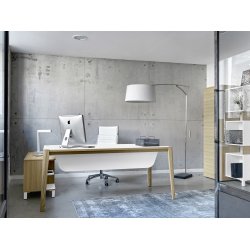 Bureau Ostrahl plateau blanc L.180 cm avec retour