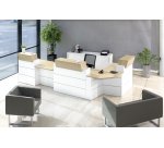 Banque d'accueil d'angle L 363 x P 163 cm Quadri chêne