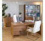 Bureau avec retour à gauche sur caisson L 180 x P 90 cm, piétement plein bois - Greko