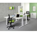 Bureau droit blanc réglable L 160 cm piètement "L" métal Essens