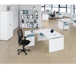 Bureau d'angle L 160 x P 160 cm avec retour suspendu sur caisson positionnable droite/gauche Intuitiv' couleur