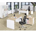 Pack bureau L 160 cm + caisson mobile 3 tiroirs chêne clair Intuitiv'