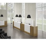 Banque d'accueil droite noyer/blanc L 366 cm haute - Guest