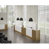 Banque d'accueil droite noyer/blanc L 366 cm haute - Guest