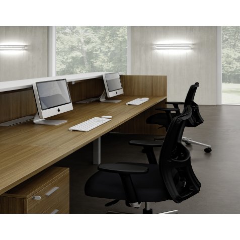 Banque d'accueil droite noyer/blanc L 246 cm haute - Guest