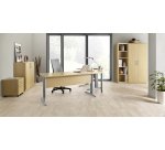 Bureau droit hêtre L 140 cm, piétement L métal - O-line 2