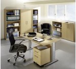 Bureau droit hêtre L 140 cm, piétement L métal - O-line 2