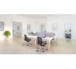 Pôle de 4 bureaux droits L 280 x P 166 cm, piétement bois métal - Arch