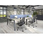 Pôle 4 bureaux ECLA piètement métal profondeur 166 cm