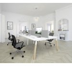 Pôle de 4 bureaux ECLA pieds métal et bois