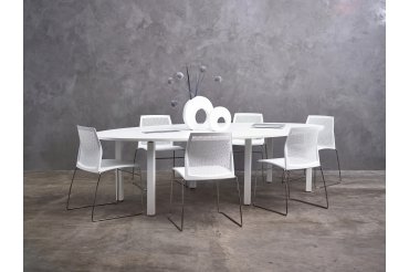 Meeting table adjustable Eden W 280 x D 140 cm metal base 12 people