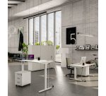 Bureau assis-debout Nivo à mémoire de position pied blanc L 140 cm