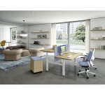 Pôle de 2 bureaux assis debout à réglage électrique chêne clair L 160 x P 80 cm - Up & Up