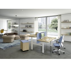 Pole de 2 bureaux réglables en hauteur électriques Up & Up L 140 x P 80 cm cm plateau chêne clair