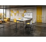 Table haute Boxy H 107 x L 160 x 80 cm blanc piétement métal