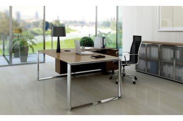 Desk with return on Darwin cabinet - Darwin metal base