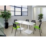 Table de réunion/restauration blanc 4 places L 100 x P 100 cm - Tamaris