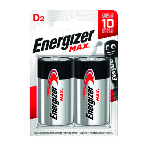 Energizer Max - Pack of 2 Alkaline Batteries D/LR20 - 1.5V