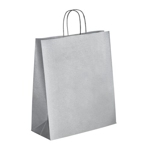 Bolsa de papel kraft asas trenzadas plata 40 x 35 x 14 cm - Caja de 50