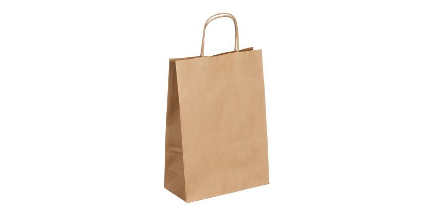Braune Kraftpapiertüten mit gedrehten Griffen, Qualität 90 g/m² - 50 Taschen