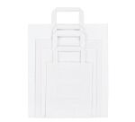Sac kraft blanc poignées plates 22 x 18 x 8 cm - Carton de 50