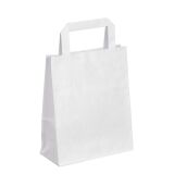 Sac kraft blanc poignées plates 22 x 18 x 8 cm - Carton de 50