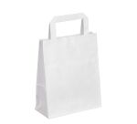 Sac kraft blanc poignées plates 22 x 18 x 8 cm - Carton de 50