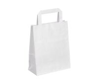Sac kraft blanc poignées plates 22 x 18 x 8 cm - Carton de 50