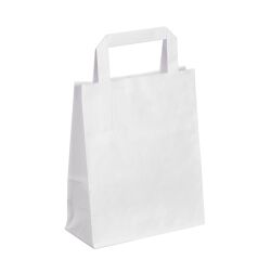 Papieren zak met vlakke handvaten - wit - 22 x 18 x 8 cm - doos van 50