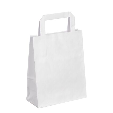 Sac kraft blanc poignées plates qualité 70 g/m2 - 50 sacs