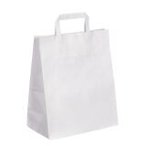 Sac kraft blanc poignées plates qualité 80 g/m² - 50 sacs