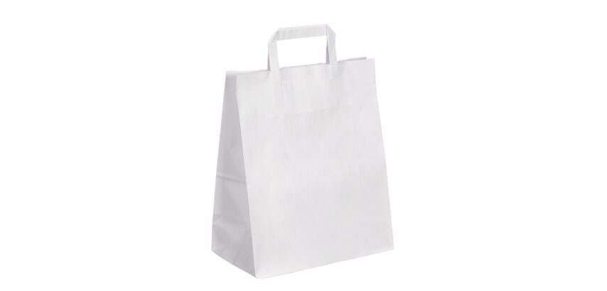 Bolsa kraft blanco asas planas 32 x 26 x 14 cm - Caja de 50