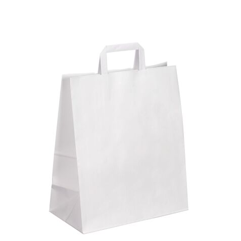 Sac kraft blanc poignées plates qualité 80 g/m² - 50 sacs