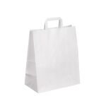 Sac kraft blanc poignées plates 40 x 32 x 15 cm - Carton de 50