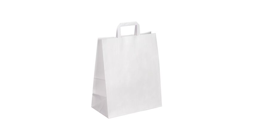 Sac kraft blanc poignées plates qualité 80 g/m² - 50 sacs