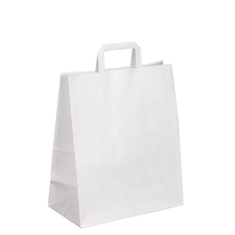 Bolsa kraft blanco asas planas 40 x 32 x 15 cm - Caja de 50